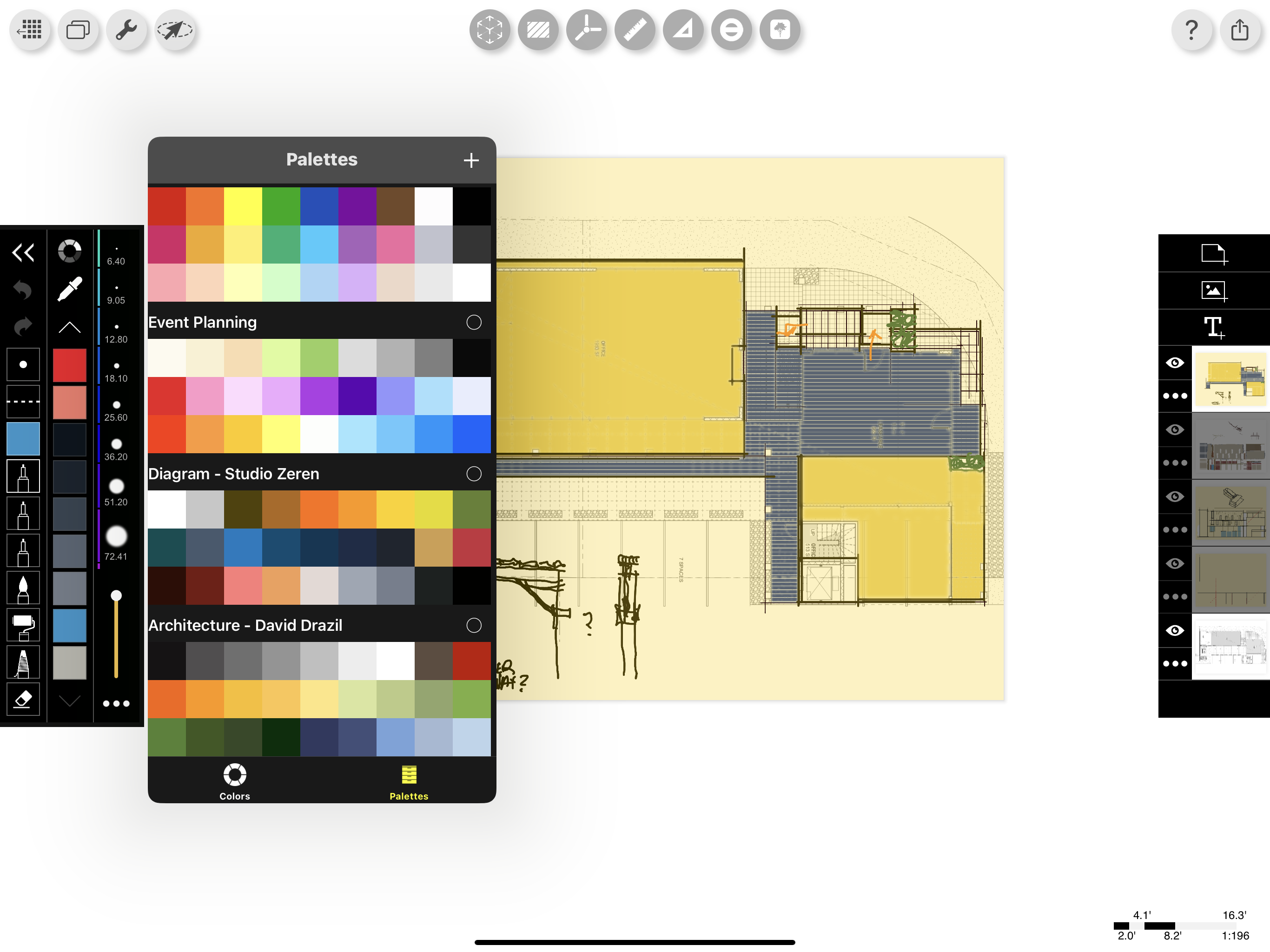Snapshot of digital drawings on IpadPro