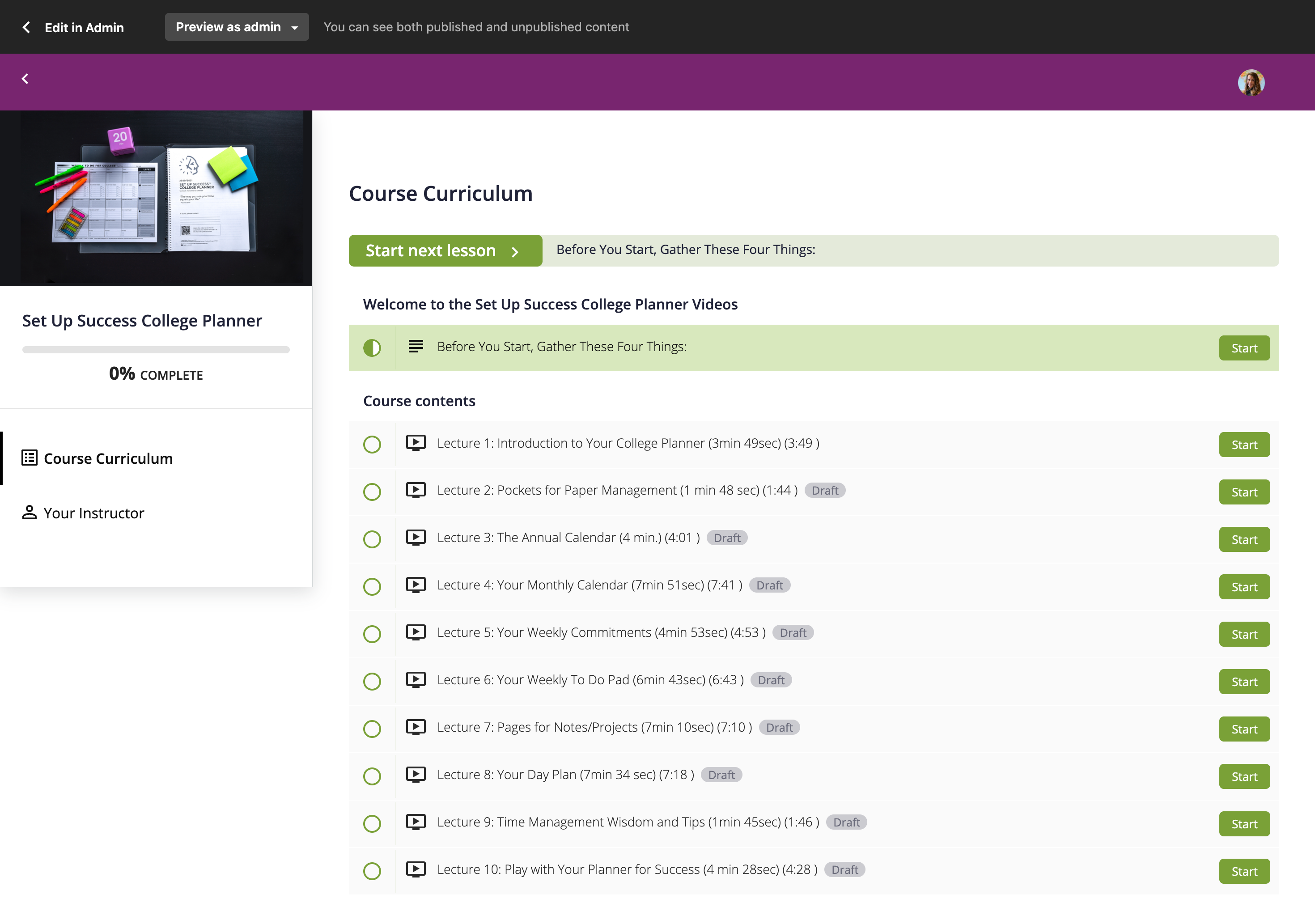 College Planner Mini-course