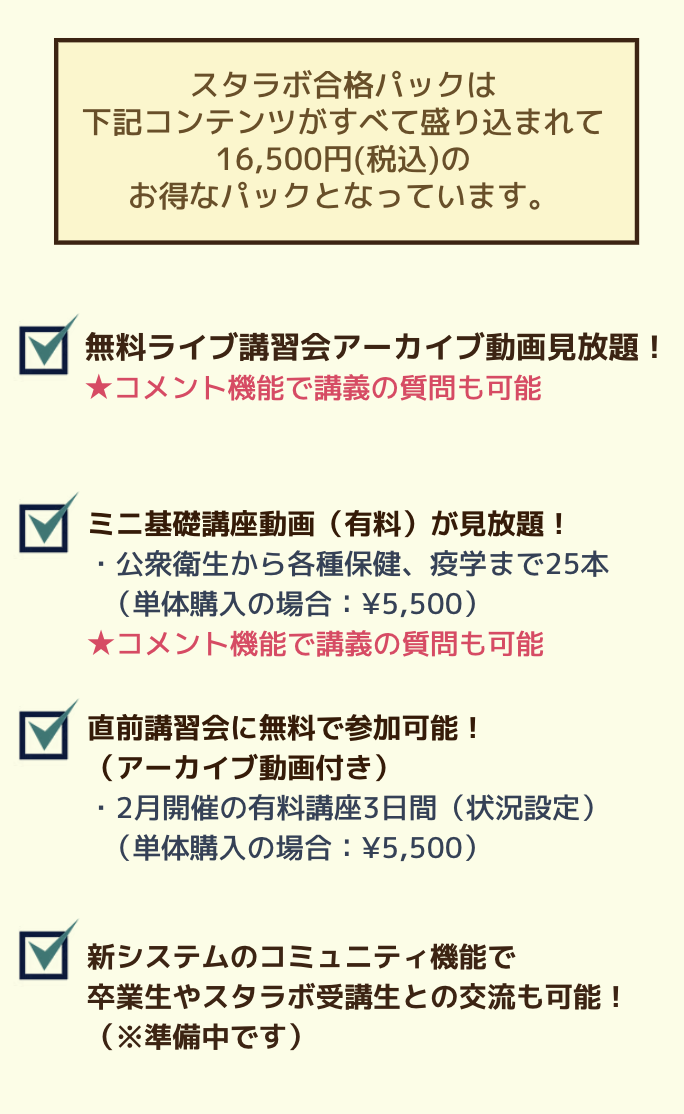 保健師スタラボ合格パック内容