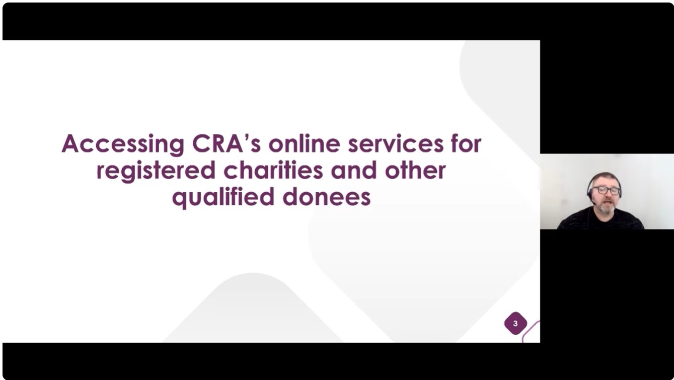 Product image for CRA's Presentation Accessing CRA's online services for registered charities and other qualified donees