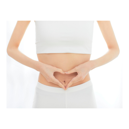 hands in a heart shape in front of stomach