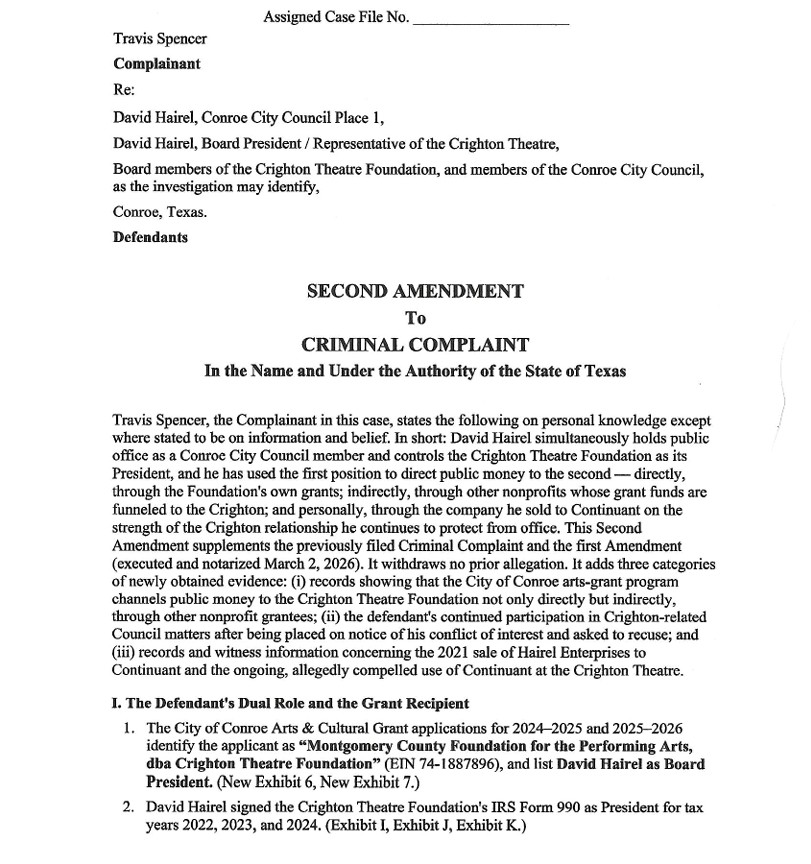 Product image for 2nd Amendment to the Criminal Complaint "Crighton Theatre"