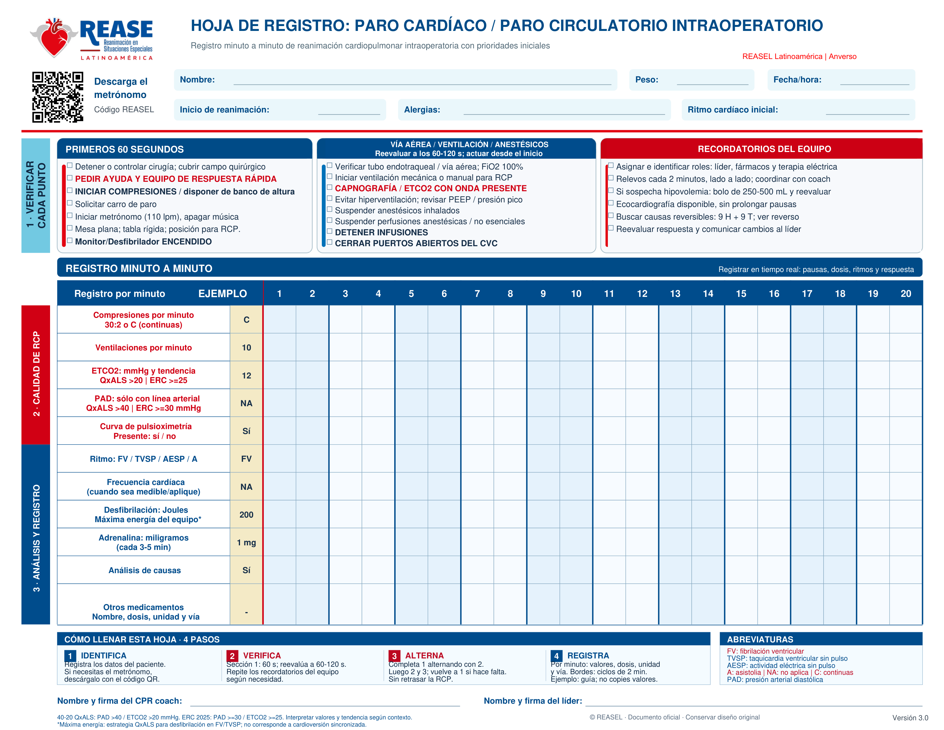 Imagen de producto para Hoja de registro QxALS · CPR Coach · Versión 3.0