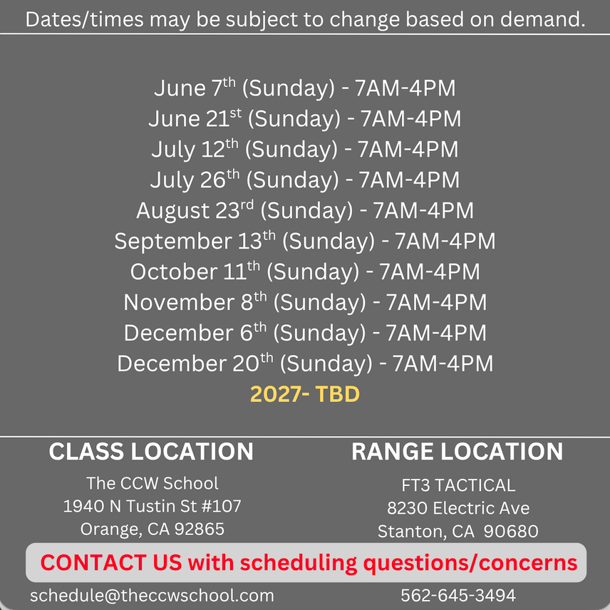 LASD CCW Renewal Course Schedule