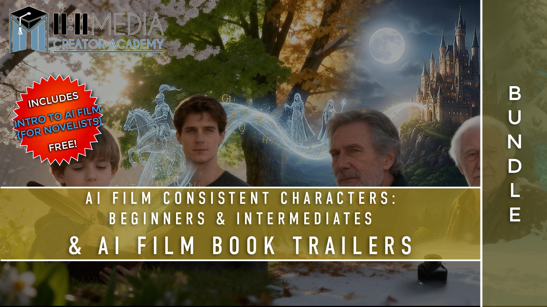 Product image for AI Film Consistent Characters: Beginners &amp; Intermediates &amp; AI Film Book Trailers Creator's Bundle