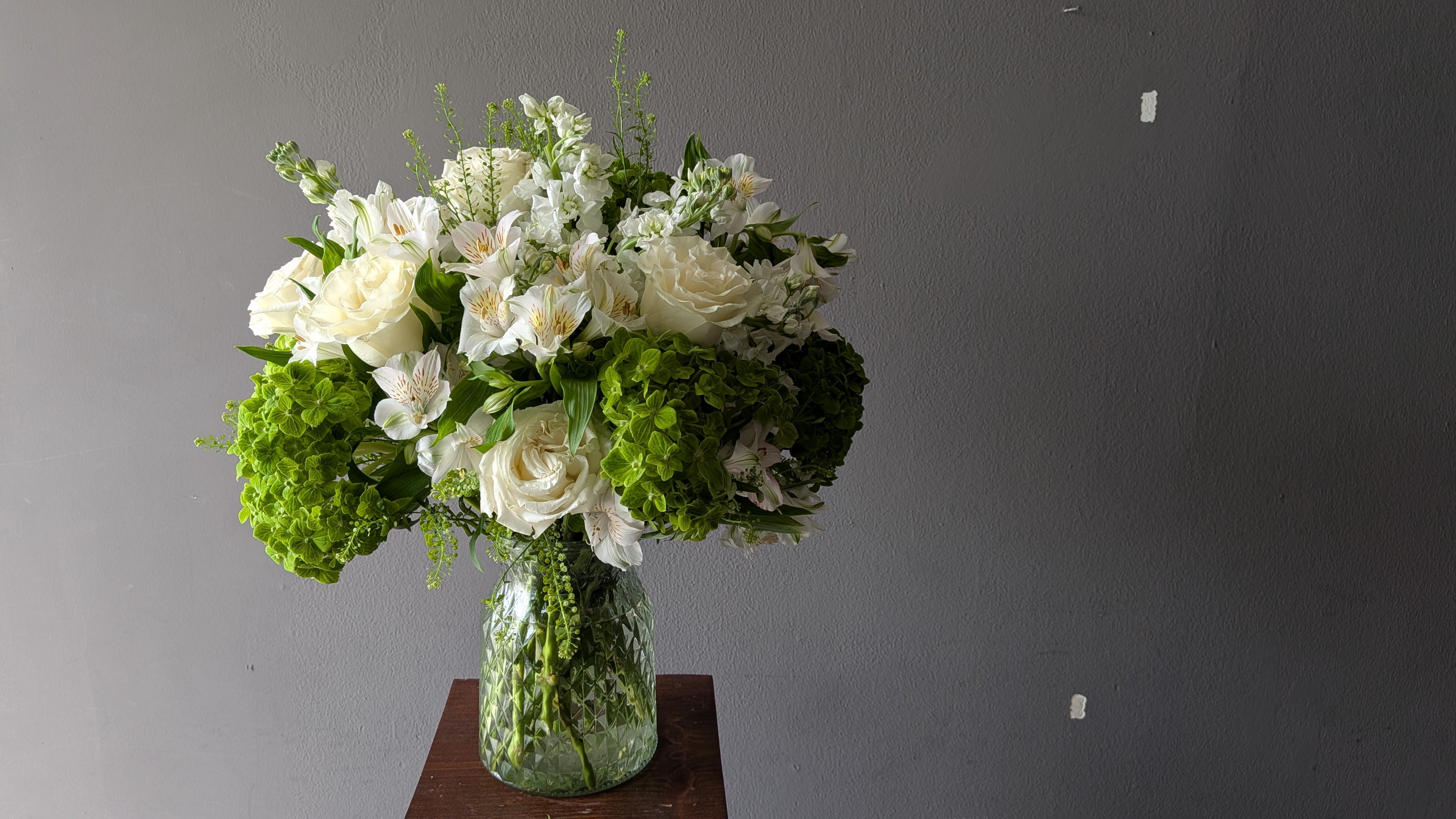 Large Green and White Vase Florals