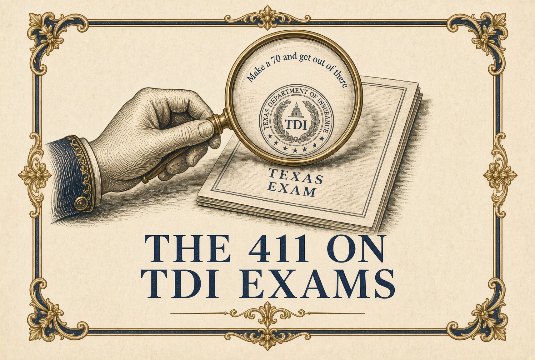 Stylized icon that says The 411 on TDI Exams