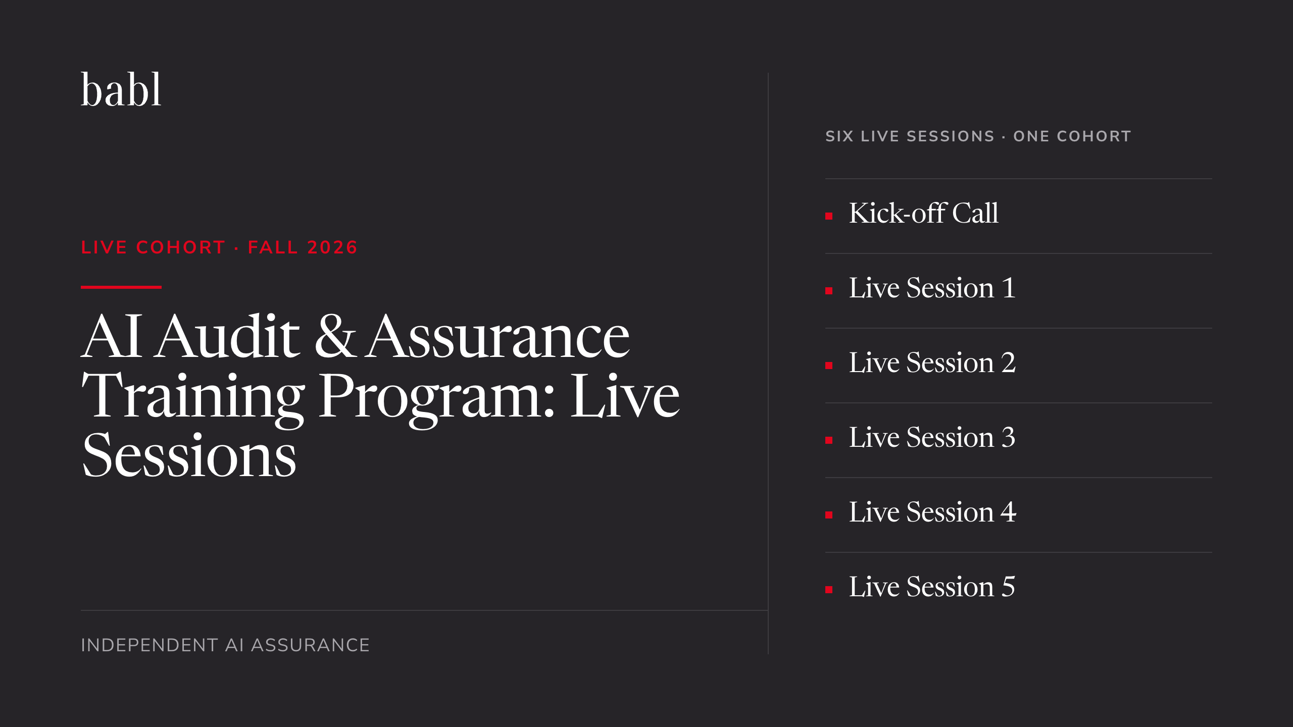 Product image for Live Cohort Sessions (Fall 2026)