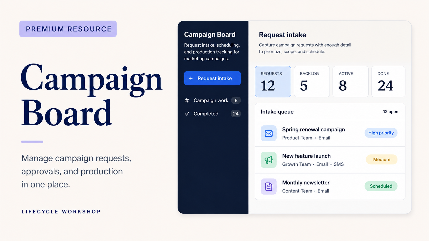 Product image for Email Campaign Board. Calendar and Request System