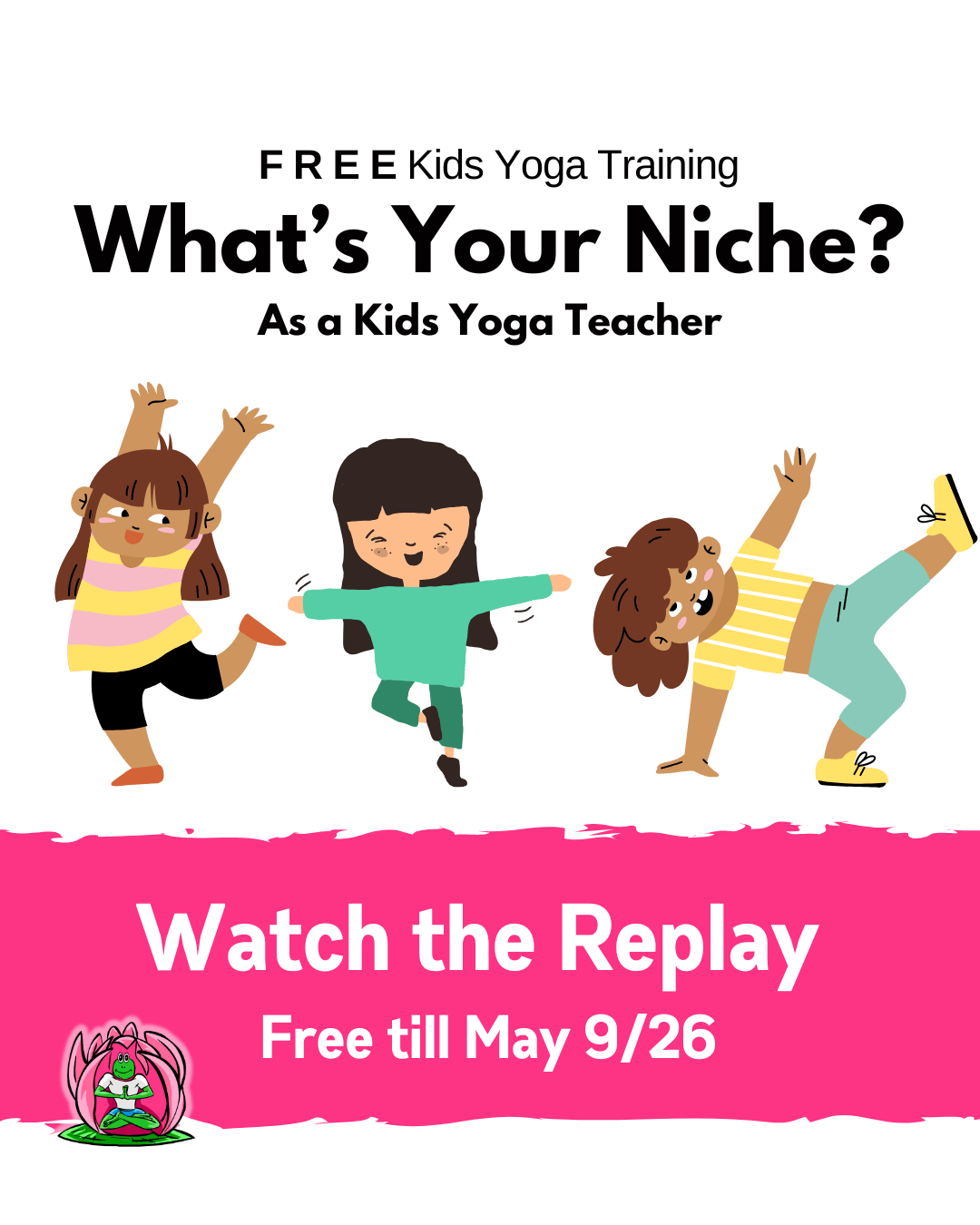 Decorative text with an image of 3 skeletons doing yoga poses and decorative text.