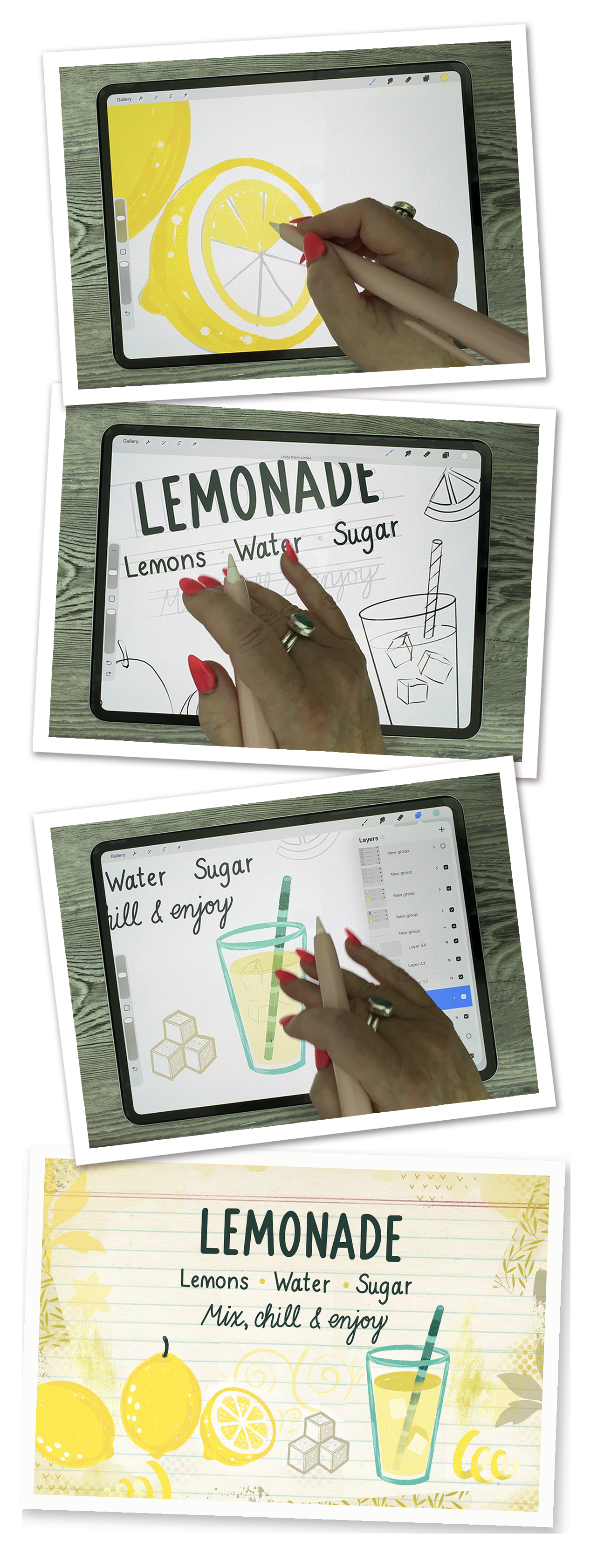 Lemonade recipe illustration lesson steps