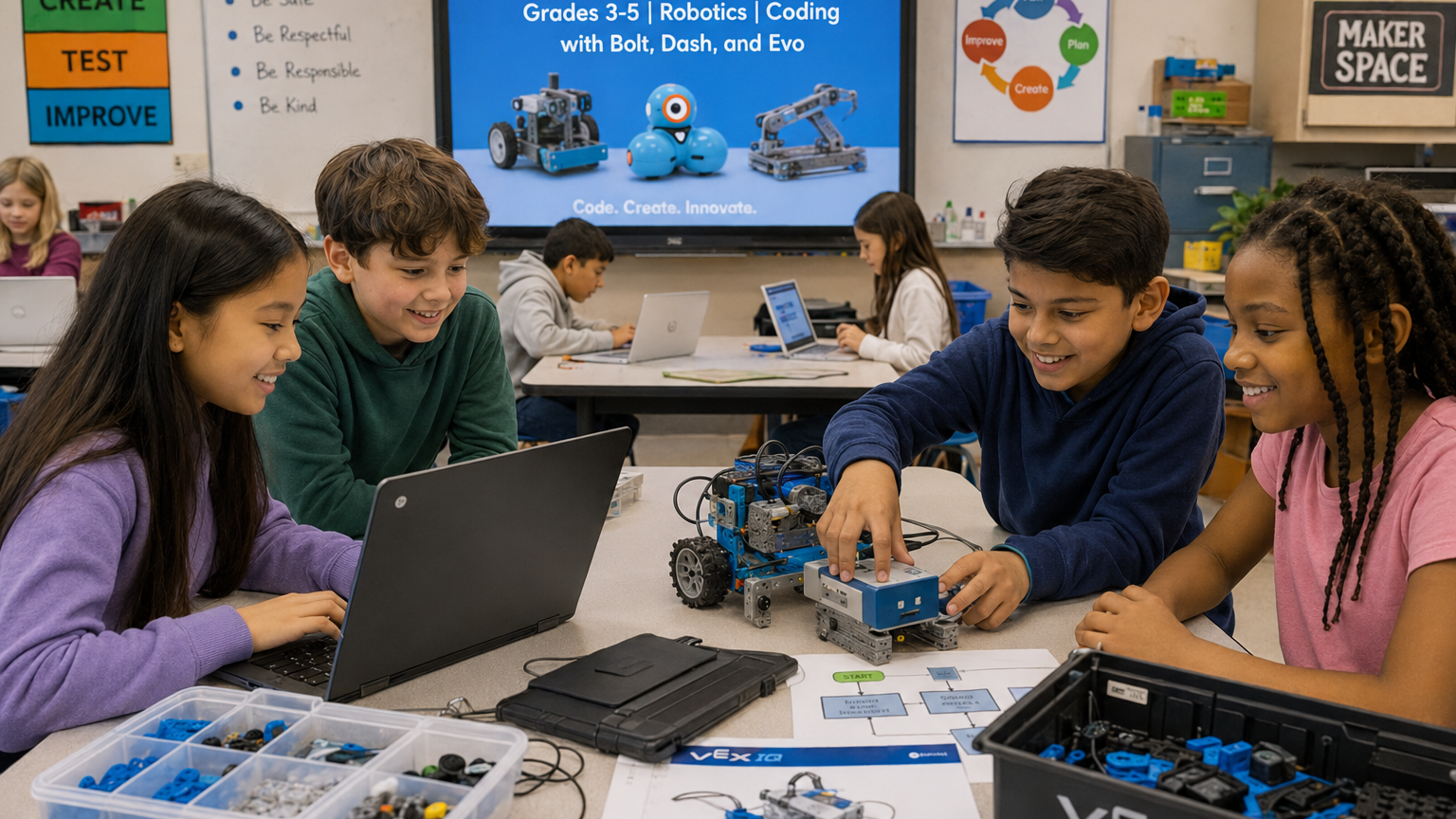 Product image for Grades 3-5 | Robotics | Coding with Bolt, Dash, and Evo