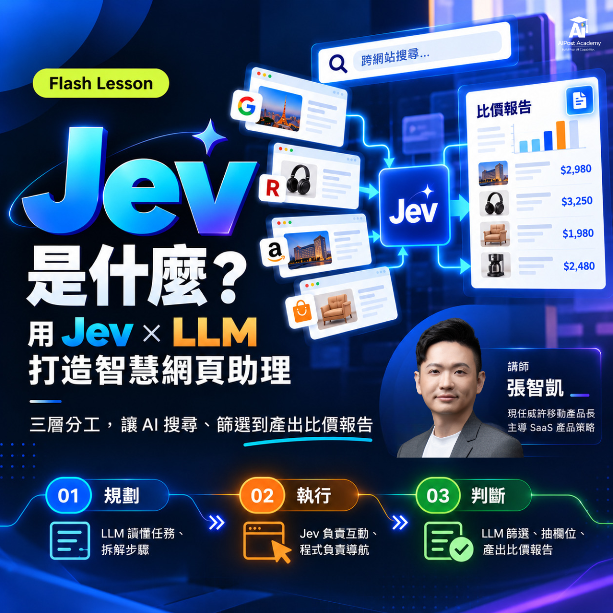 Flash Lesson 07｜Jev 是什麼？用 Jev × LLM 打造智慧網頁助理