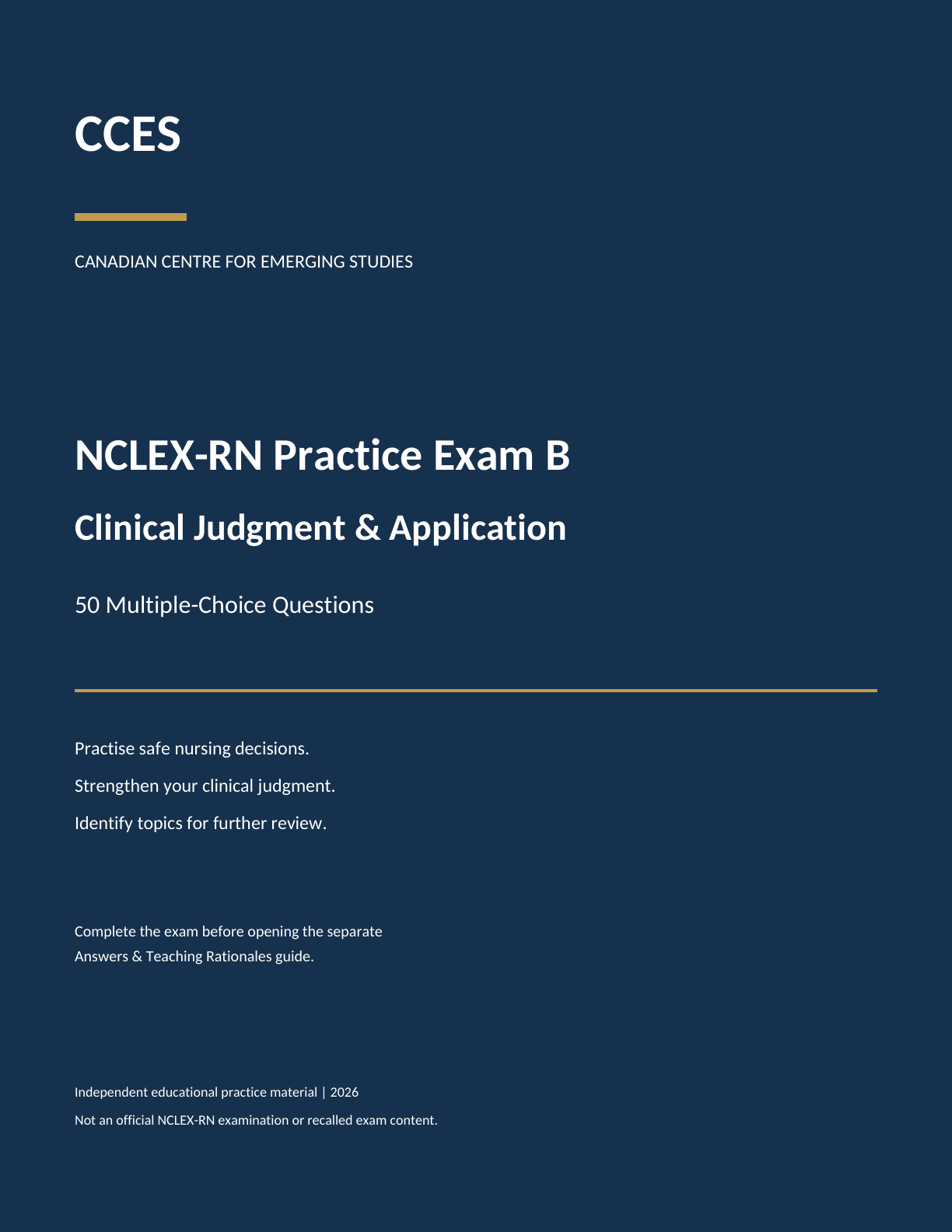 Product image for  NCLEX-RN Practice Exam B - Clinical Judgment & Application