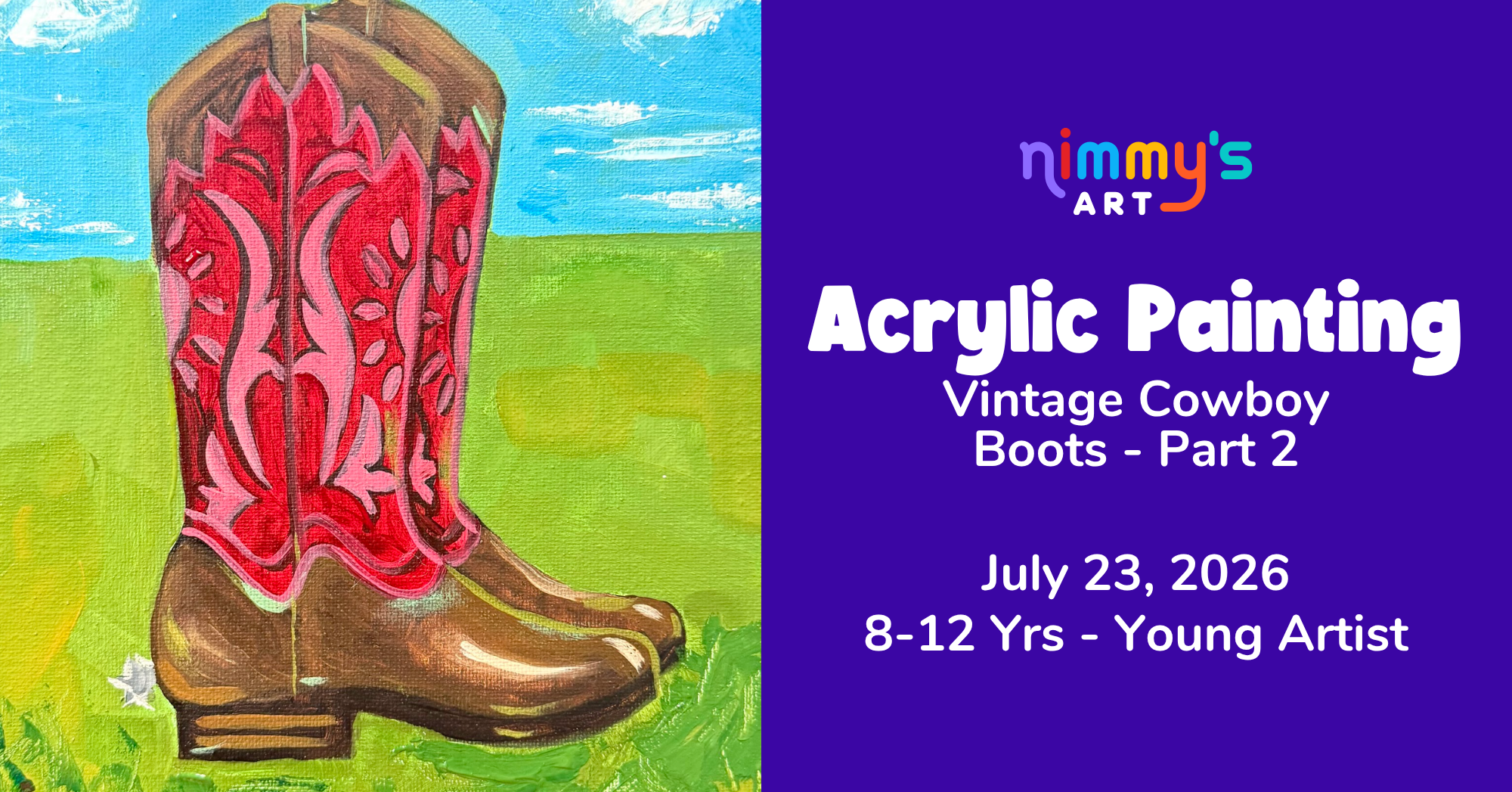 Product image for Acrylic Painting - Vintage Cowboy Boots - Part 2
