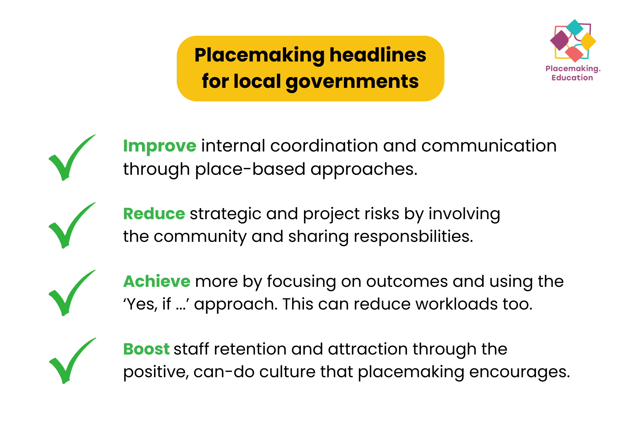 Graphic showing the benefits of collaborative place-based approaches for local governments