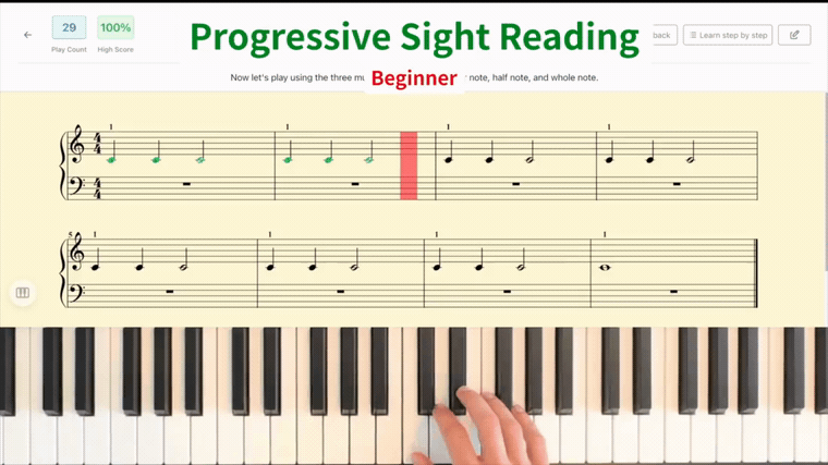 The practice app in action
