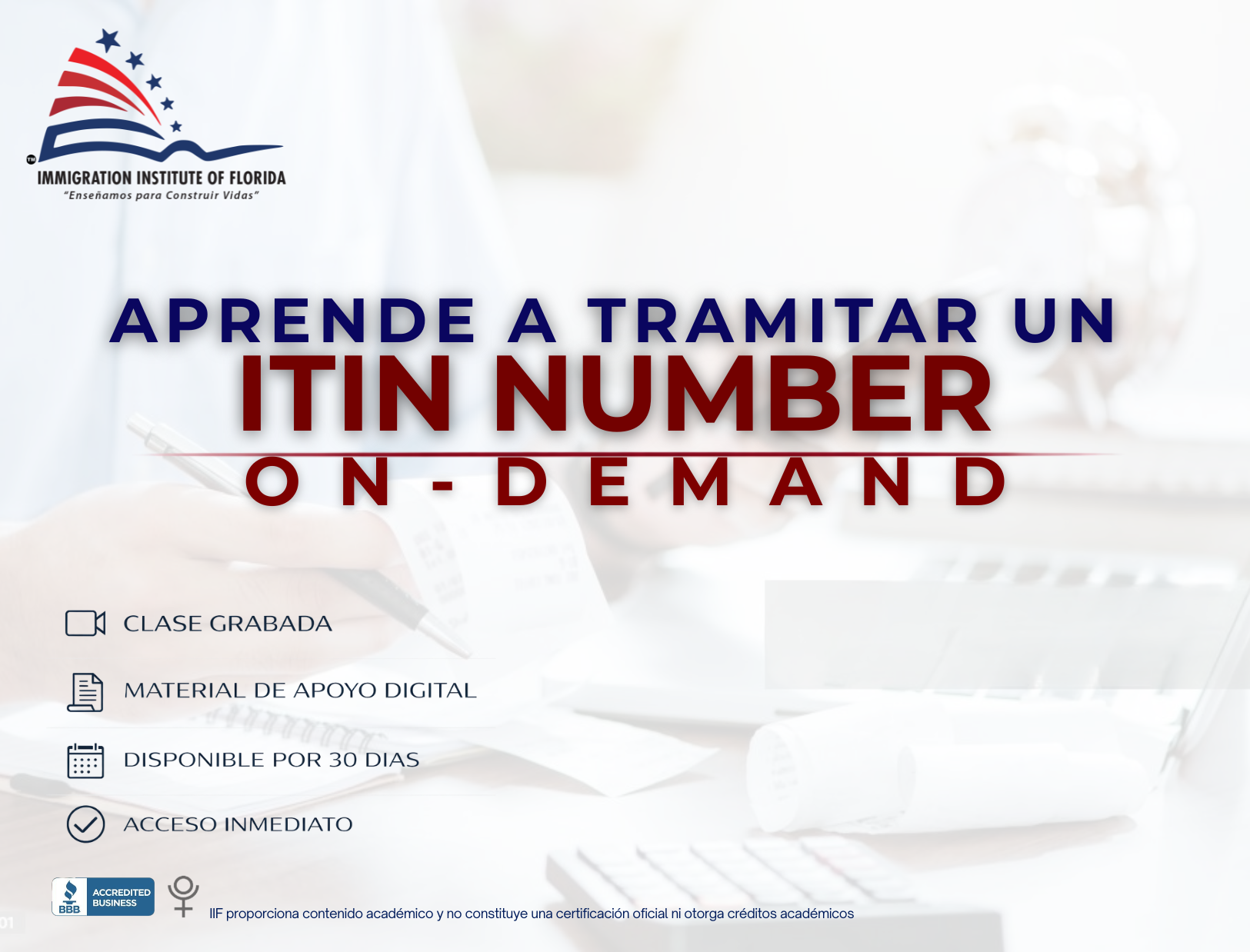 Product image for TALLER: APRENDE A TRAMITAR UN ITIN NUMBER