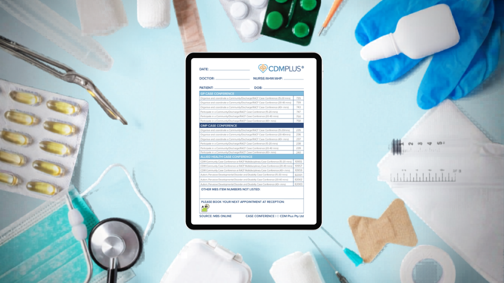 Product image for Case Conference MBS Billing Sheet
