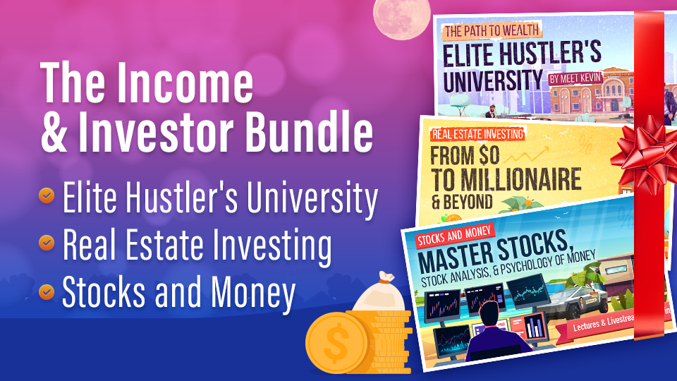 Product image for Income and Investor Bundle: Elite Hustler's University + Stocks + Real Estate Investing