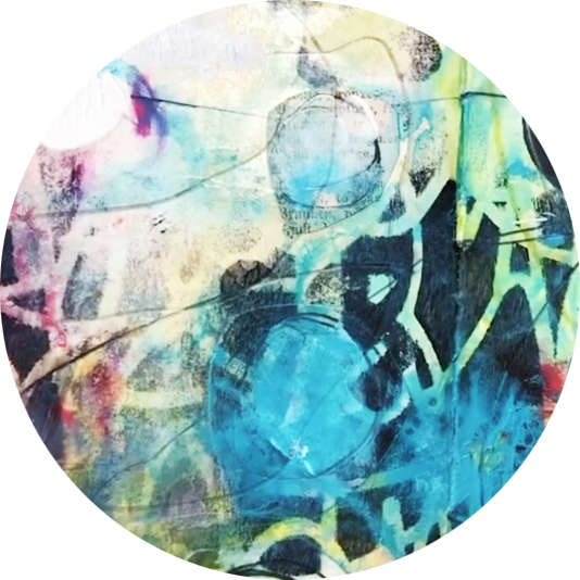Expressive mixed-media art journal page with free mark-making