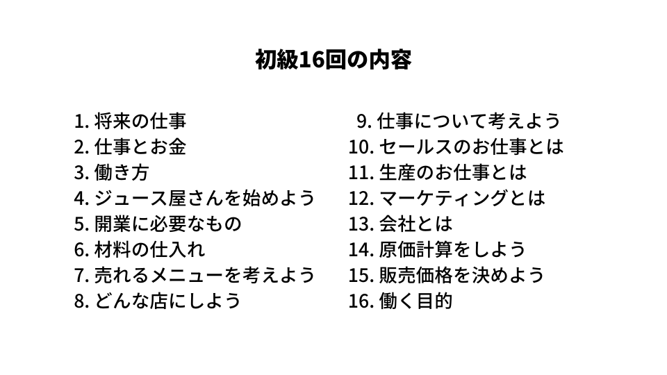 初級16回の内容