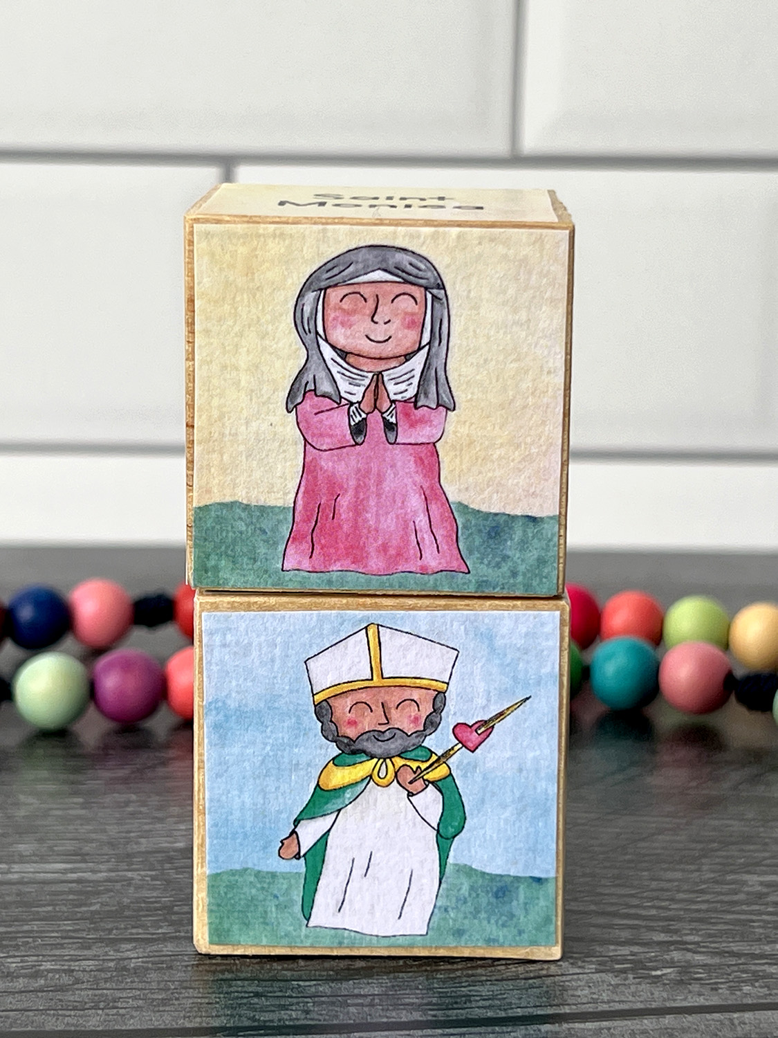 Saint Monica and Saint Augustine Saint Blocks